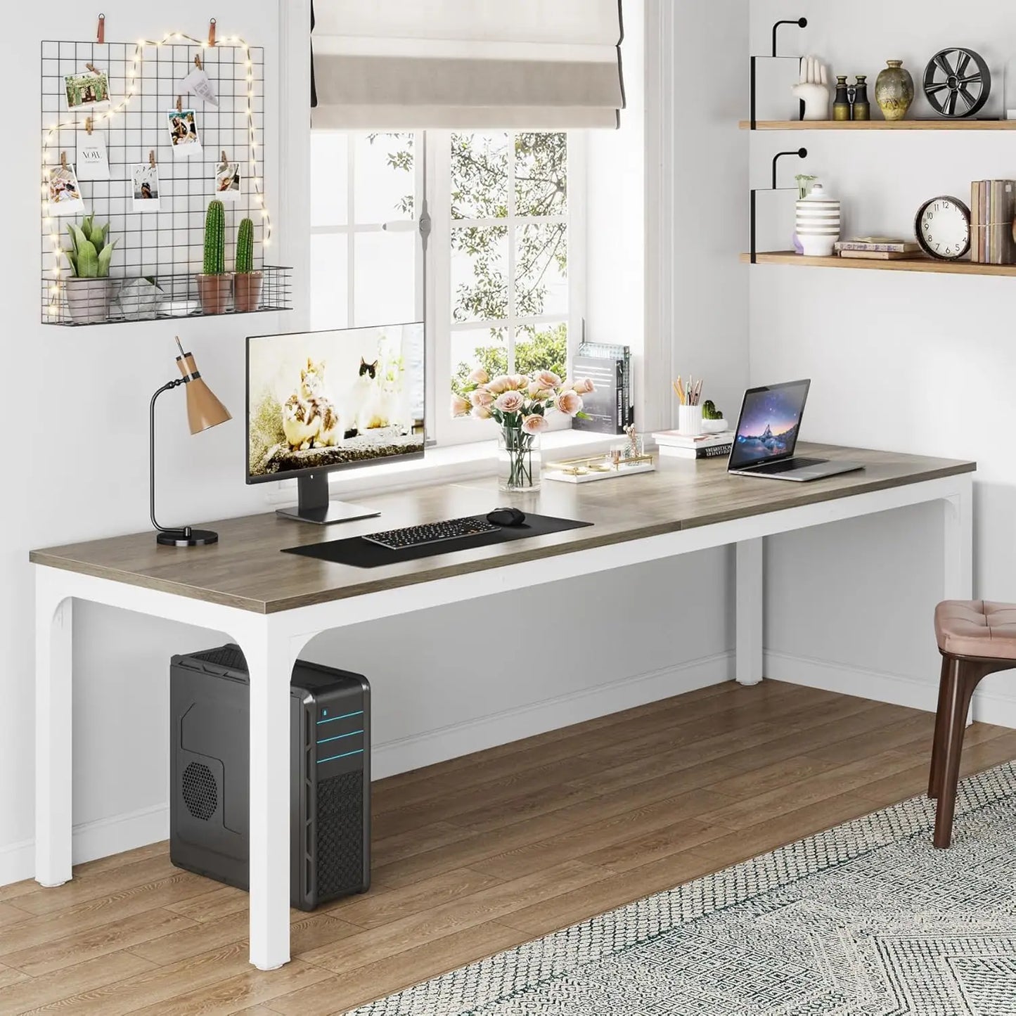 Little Tree Double Long Computer Desk For Home Office