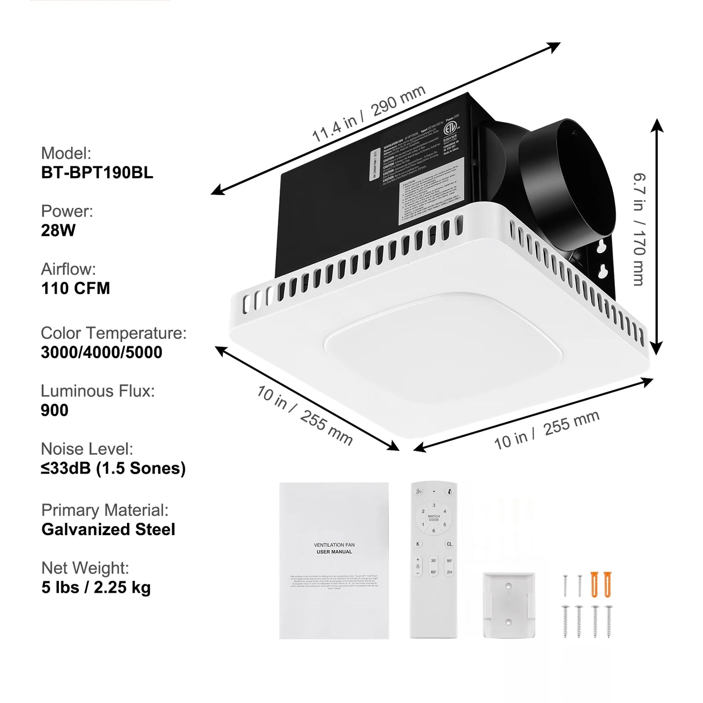 SucceBuy Bathroom Exhaust Fan 80 110 CFM Low Noise
