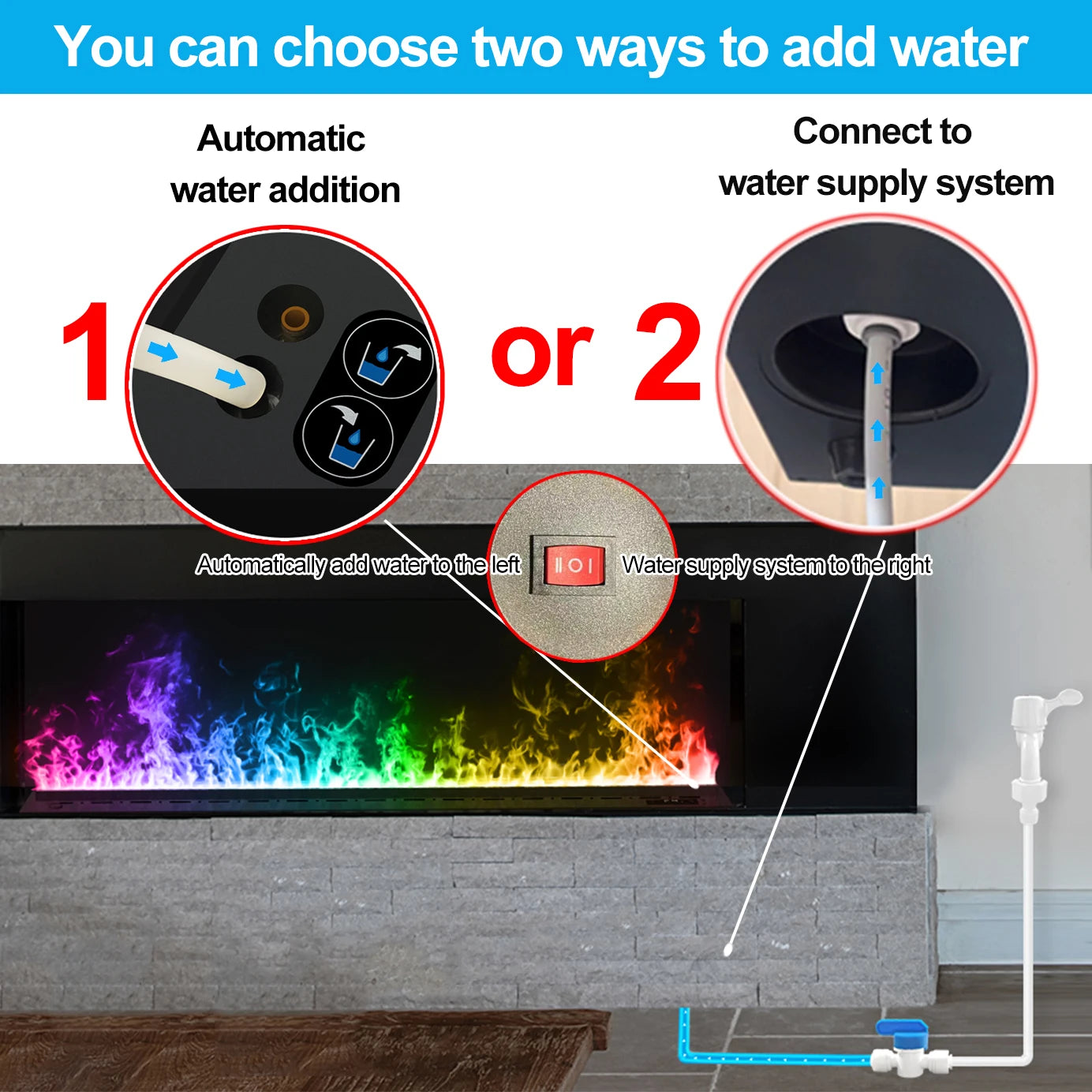 AFLYEVER Intelligent Water Replenishment 3D Atomizing Fireplace Designer
