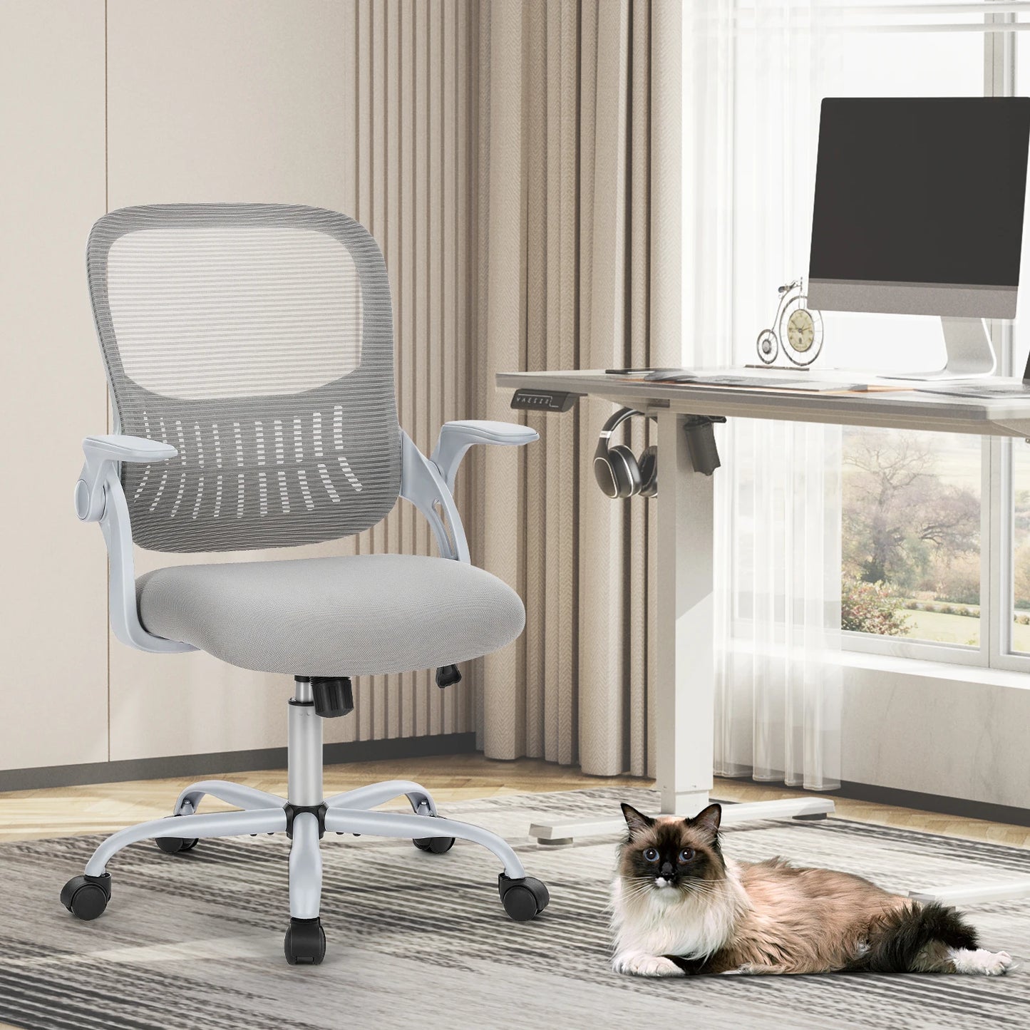 JHK Ergonomic Mesh Backrest Office Chair With Adjustable Height Wheels