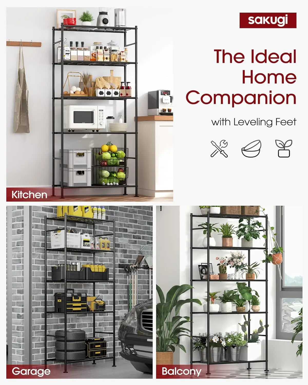 5-Tier Heavy Duty Metal Storage Shelving Unit With Wheels