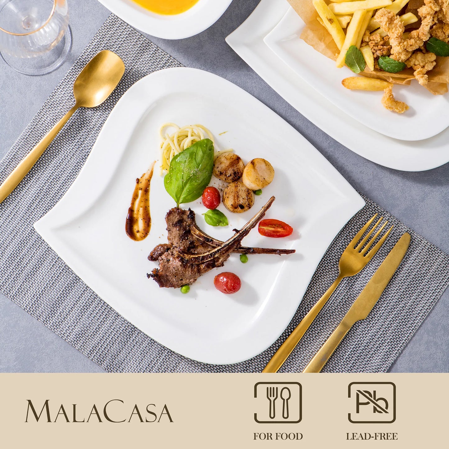 MALACASAC Porcelain Dinnerware Set For Home Use And Entertaining