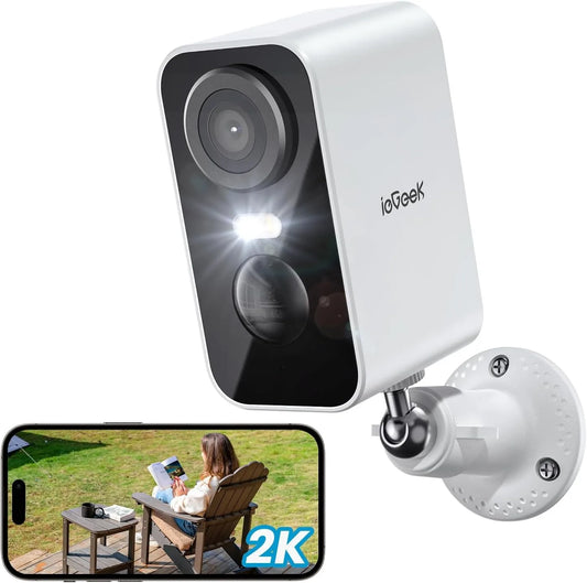 IEGEEK 2K Wireless Outdoor Security Camera With Rechargeable Battery