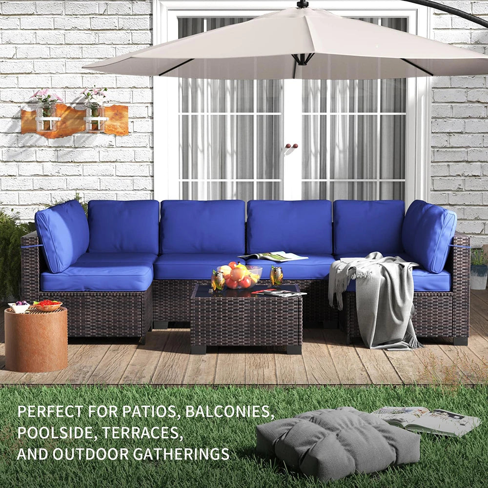 HiMISS 7 Piece PE Rattan Patio Set With Cushions