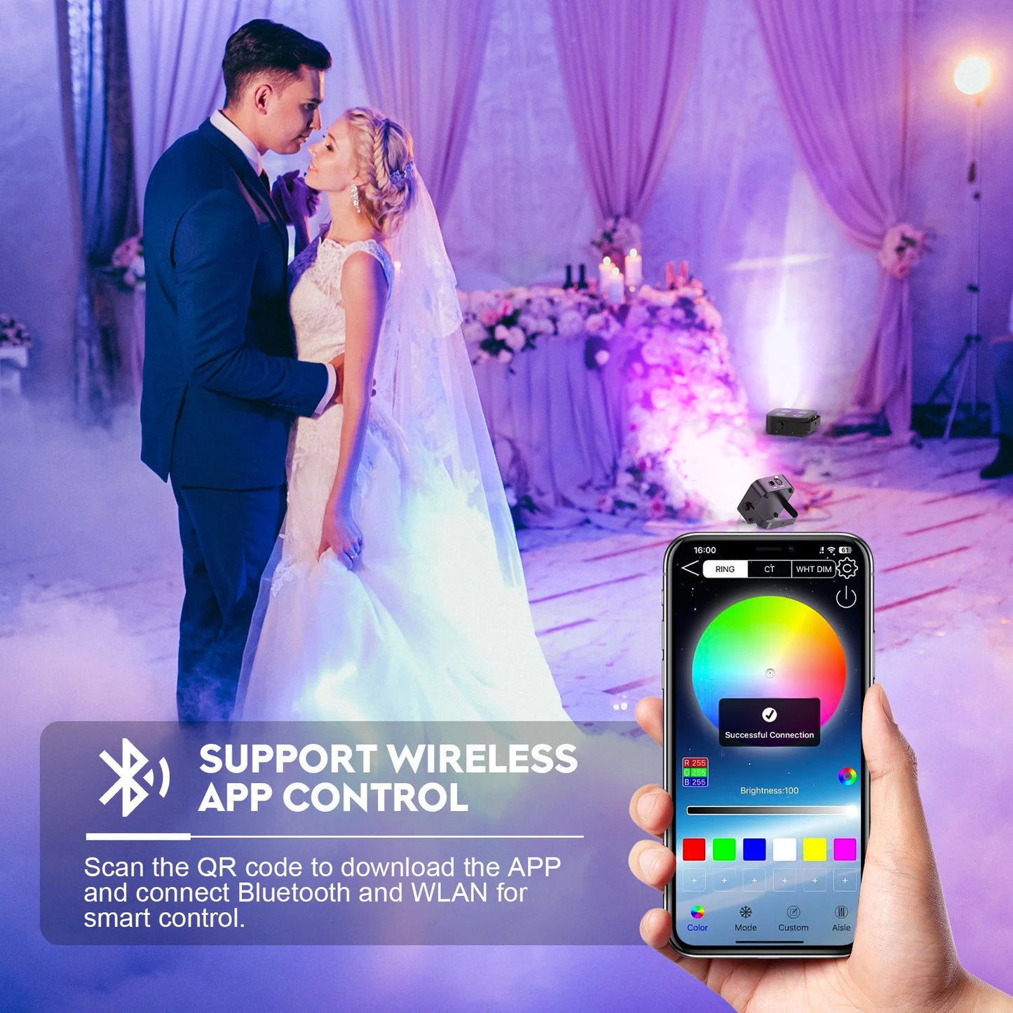 U'King Wireless App-Controlled LED Par Light RGBWA+UV