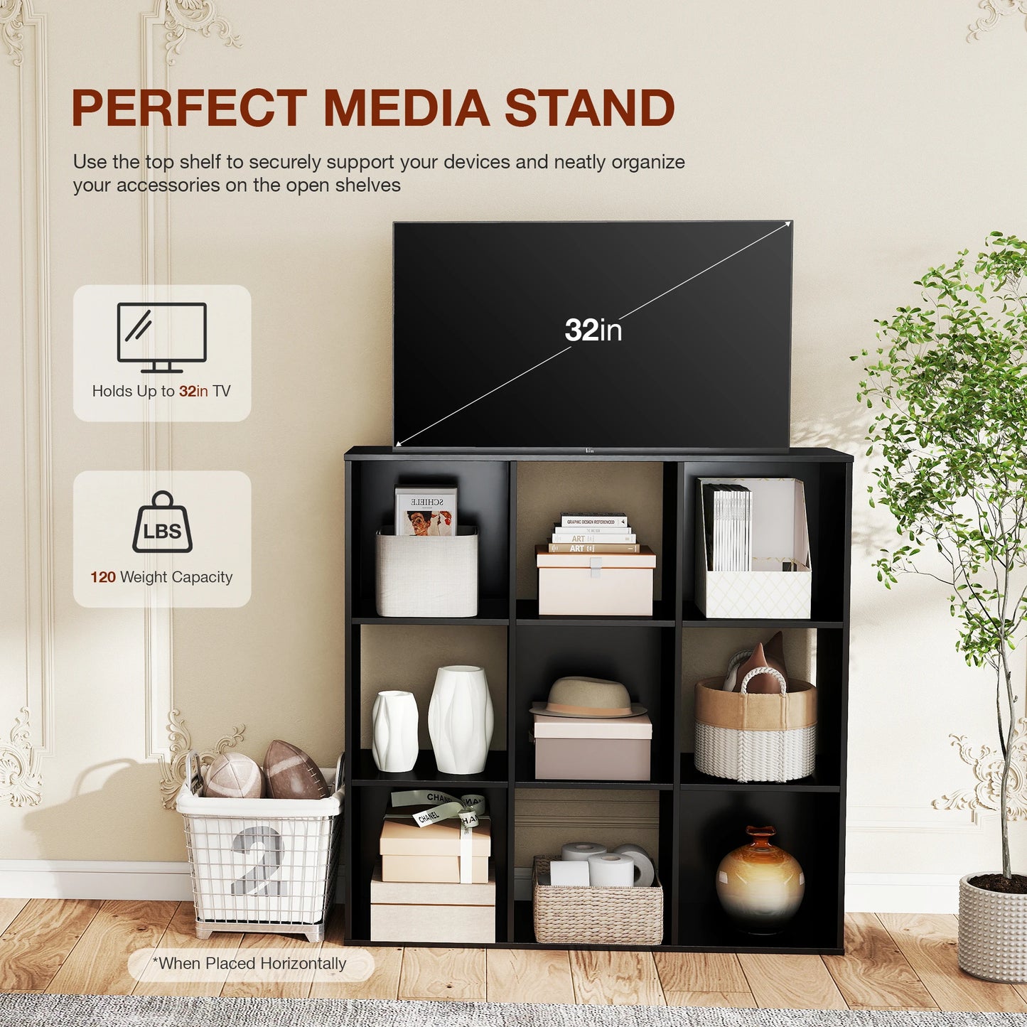 JHK 9 Cube Storage Organizer Wooden Shelf Bookcase Living Room