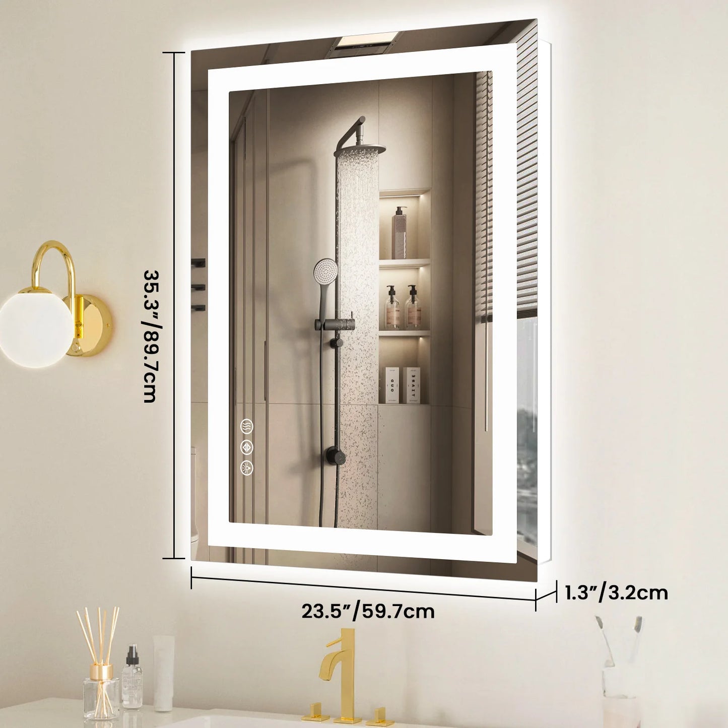 JHK LED Bathroom Vanity Mirror With Front And Back Lighting Memory Function