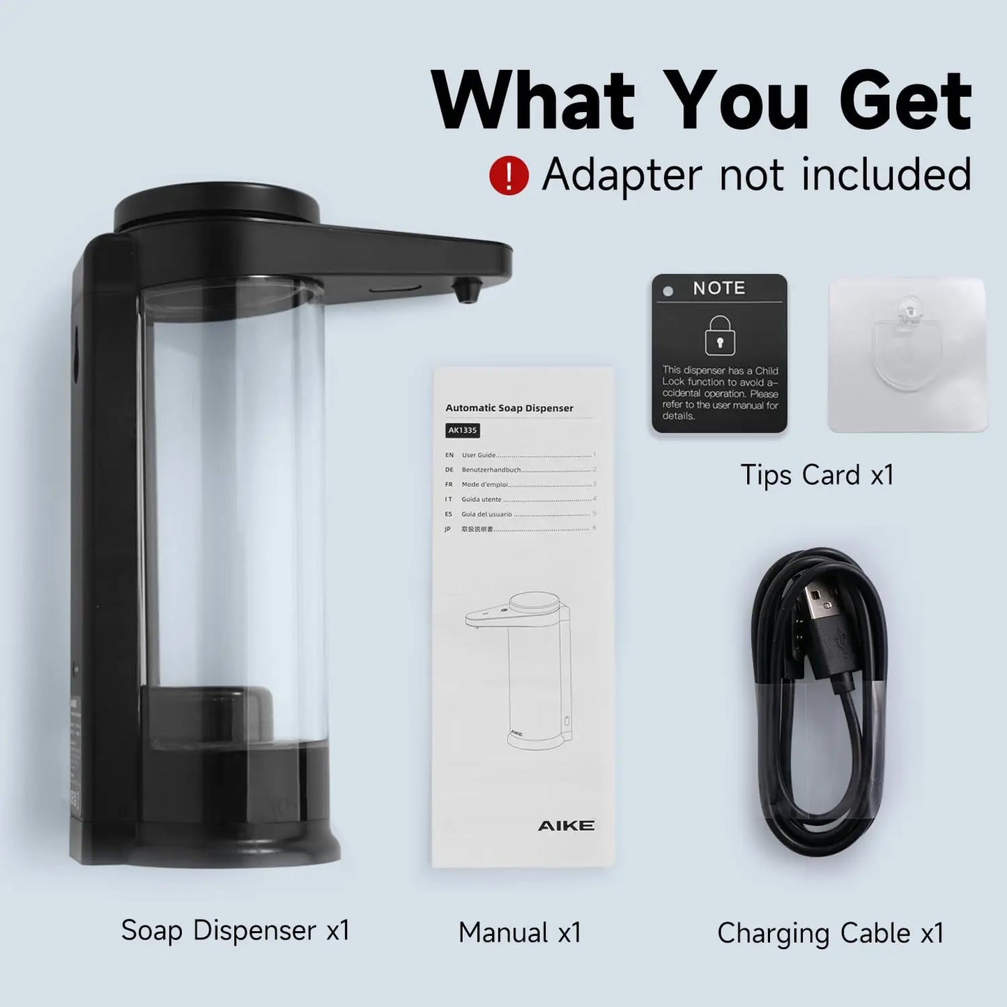 AIKE Automatic Soap Dispenser USB Chargeable Wall Mounted Kitchen