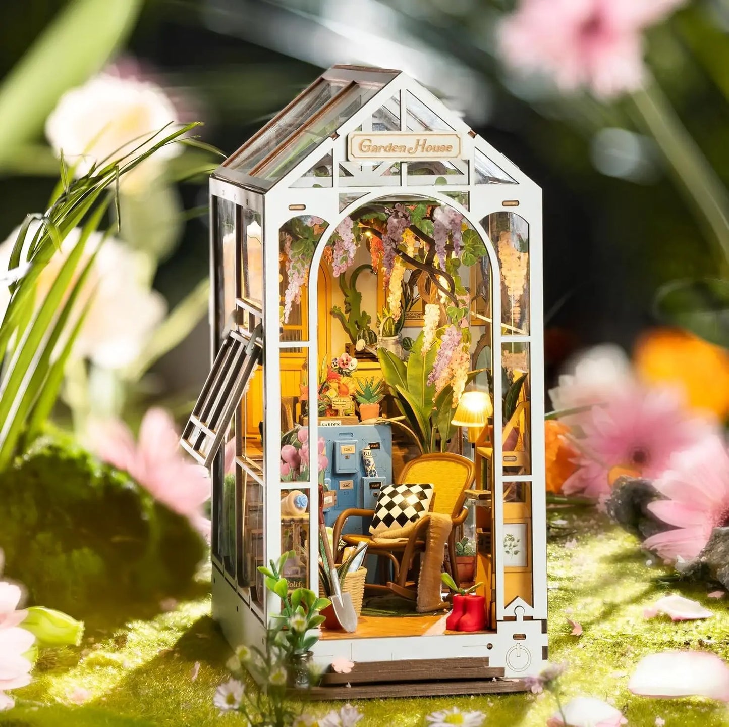 Robotime Rolife Garden House Book Nook Kit With LED Light