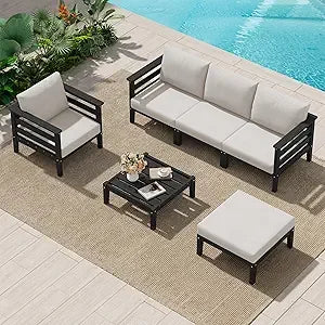 HDPE Patio Furniture 6 Piece Outdoor Sectional Sofa Set