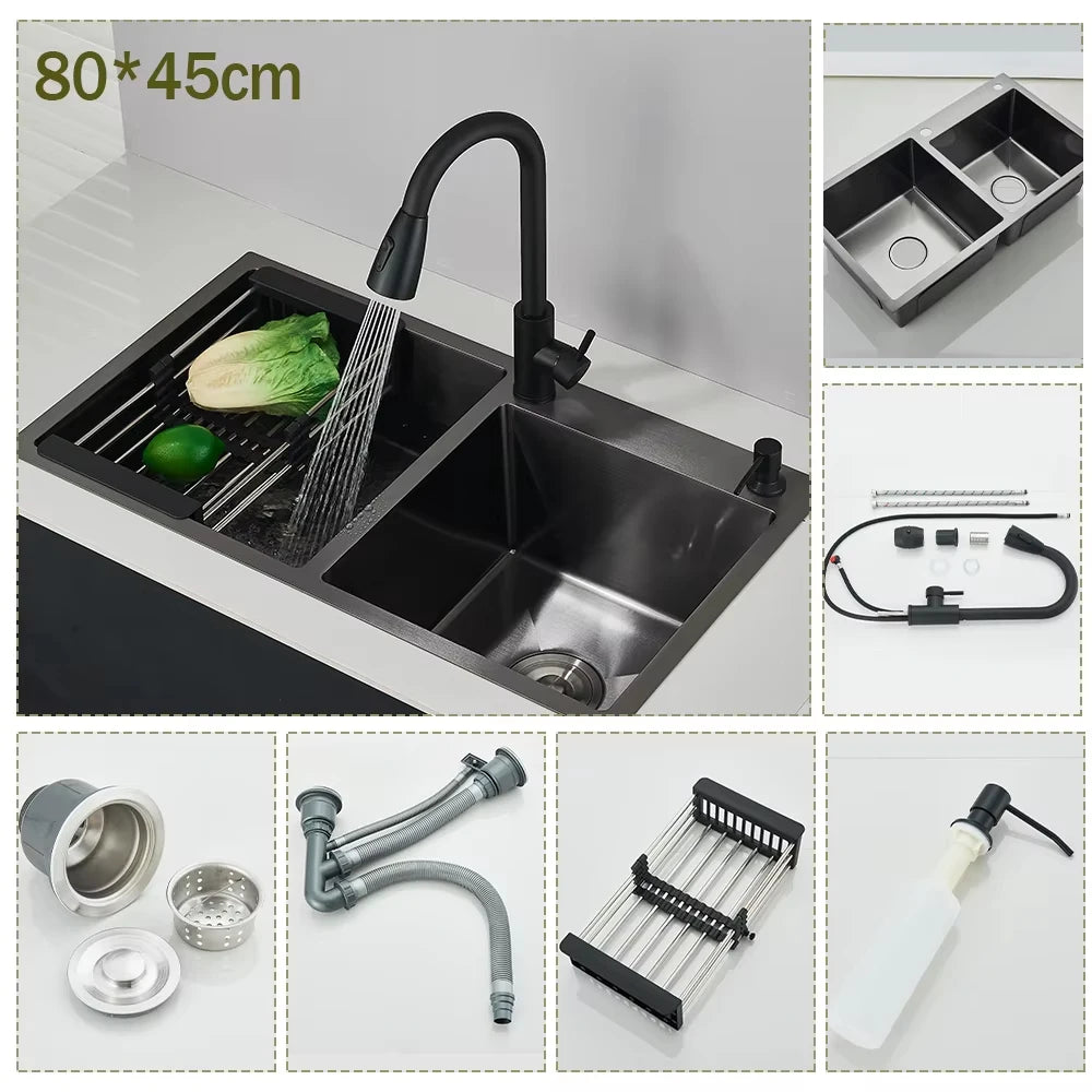Stainless Steel Kitchen Sink With Integrated Faucet Soap Dispenser