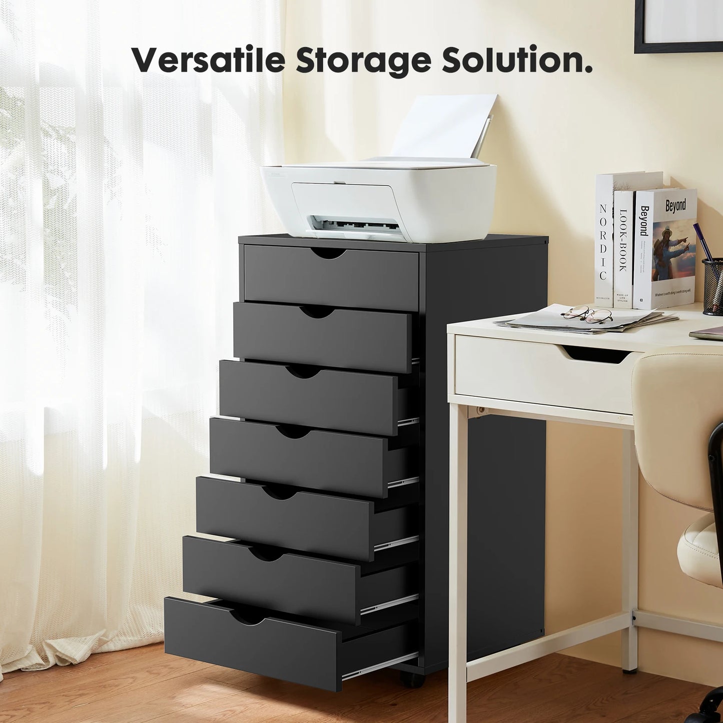 JHK 7 Drawer Chest Organizer With Wheels And Mobile Storage Cabinet