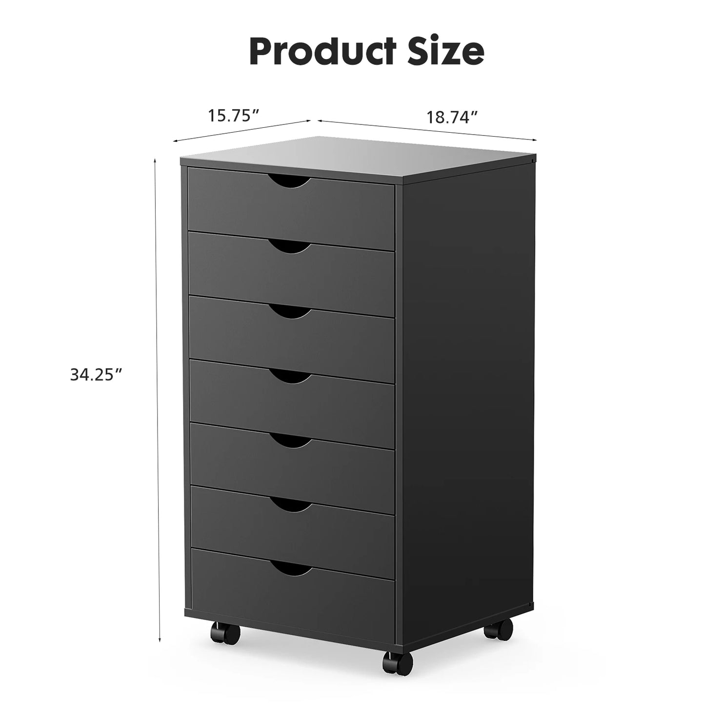 JHK 7 Drawer Chest Organizer With Wheels And Mobile Storage Cabinet