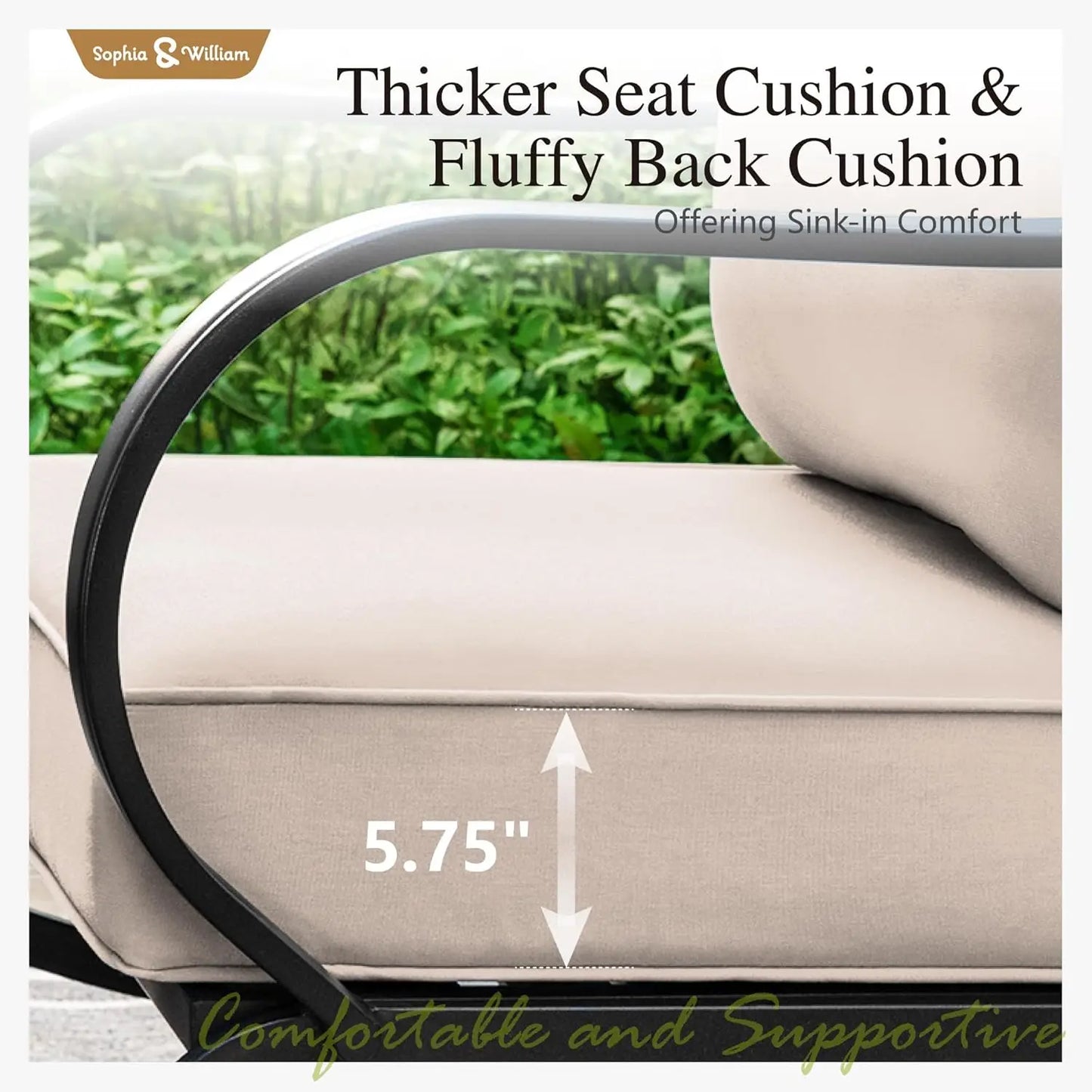 2 Pieces Patio Furniture Sets Metal Sofa Chairs Patio Cushion Armchairs Swivel Sofa Chairs with Removable Cover for Garden Backy