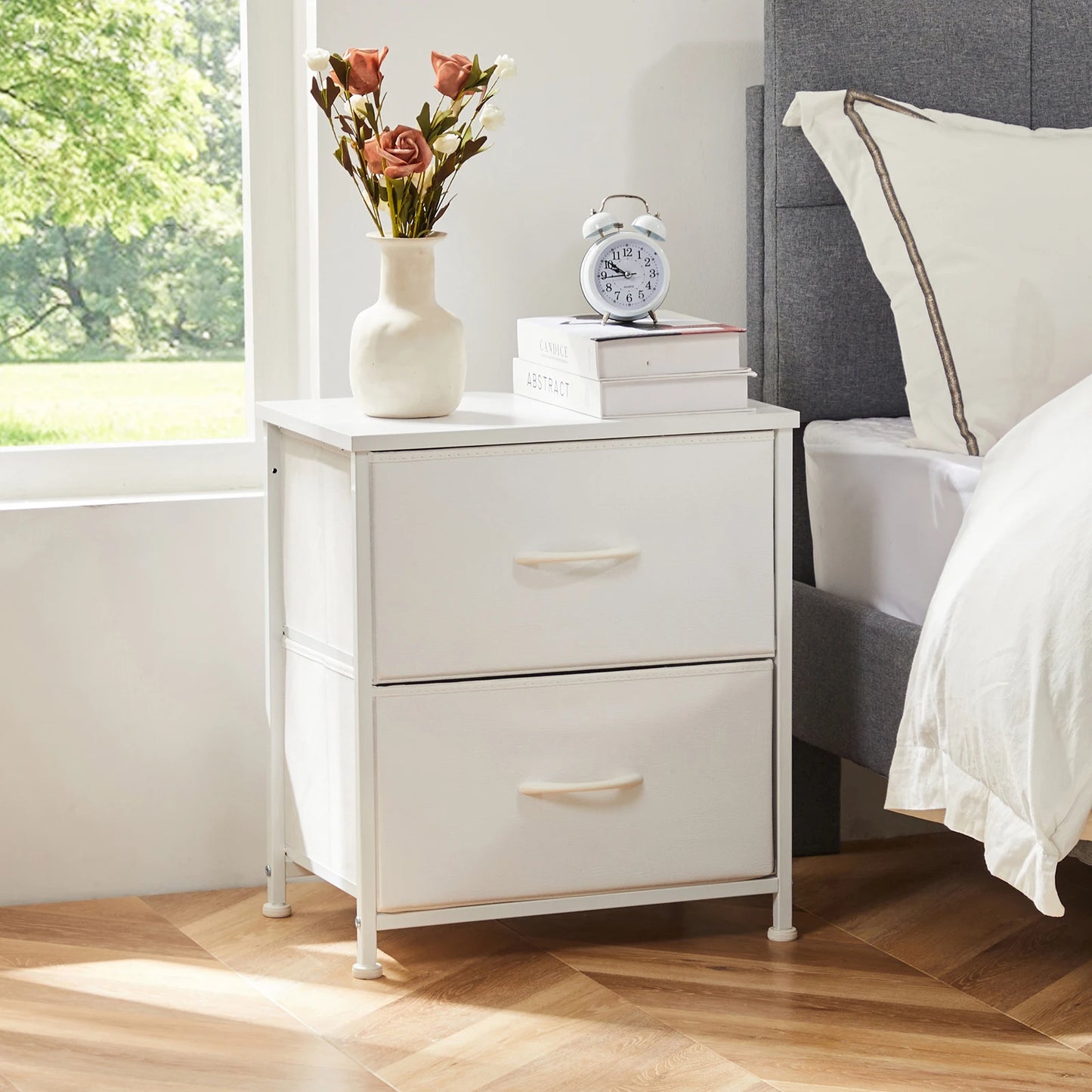 JHK Nightstand Bedside Table With Ample Storage Drawers