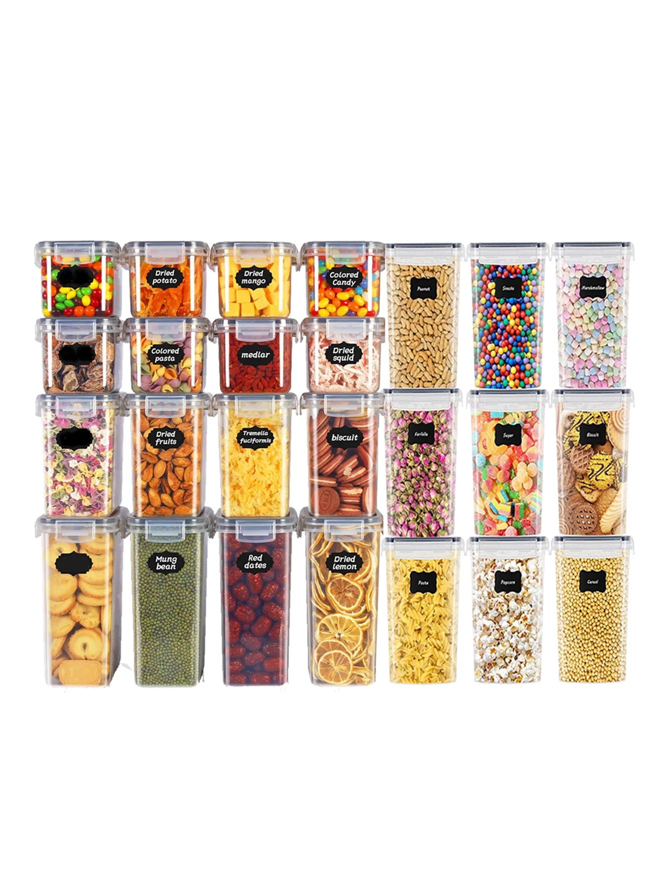 48-Piece Sealed Food Storage Containers With Lids Labeled
