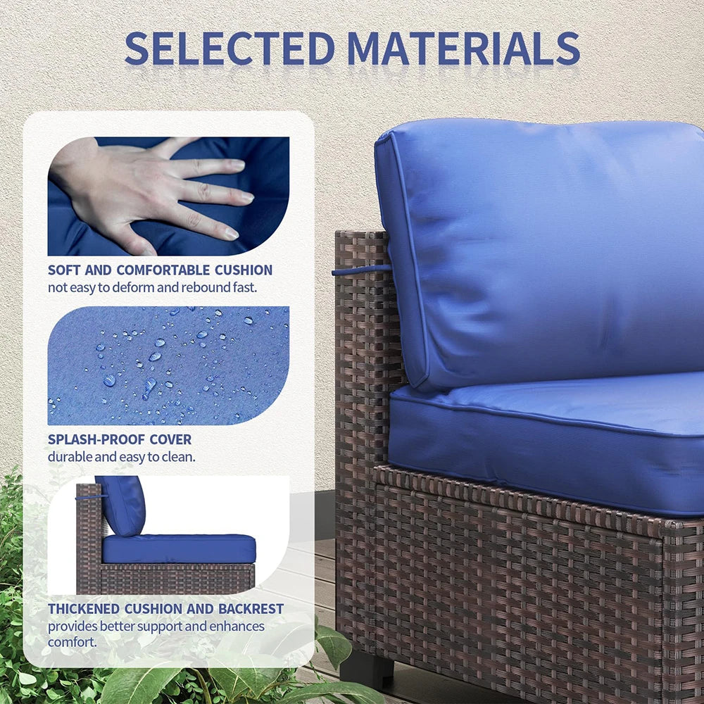 HiMISS 7 Piece PE Rattan Patio Set With Cushions