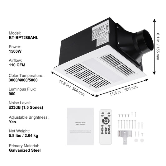 SucceBuy Bathroom Exhaust Fan 80 110 CFM Low Noise