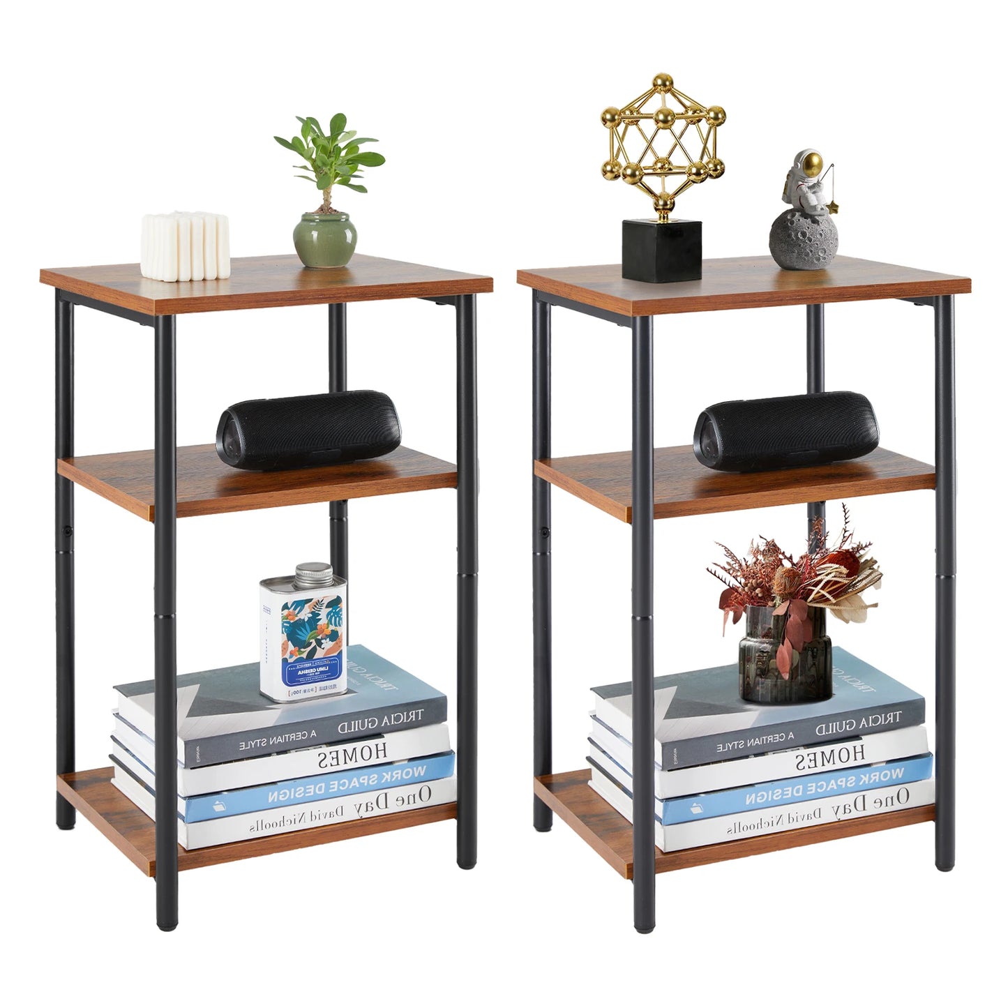 JHK 2/3-Tier End Table With Adjustable Feet