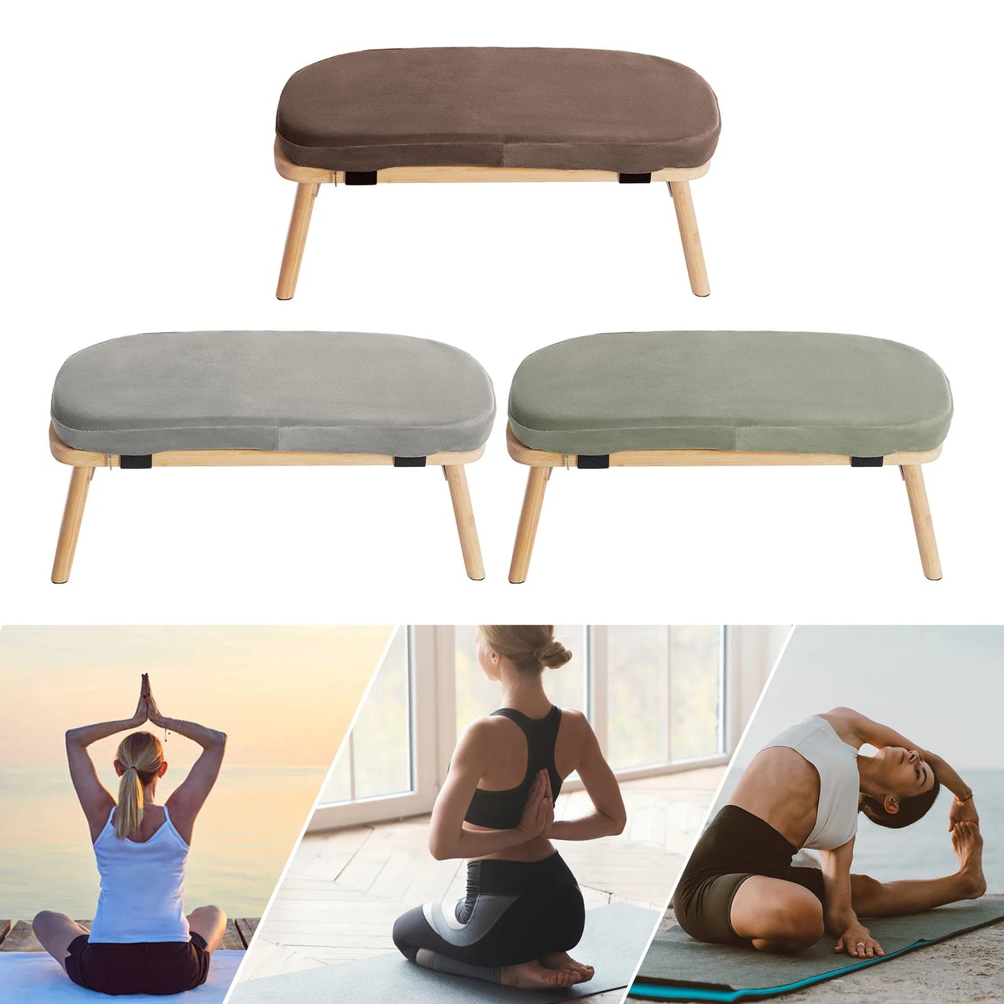 Bymaocar Meditation Bench Foldable Ergonomic Kneeling Stool