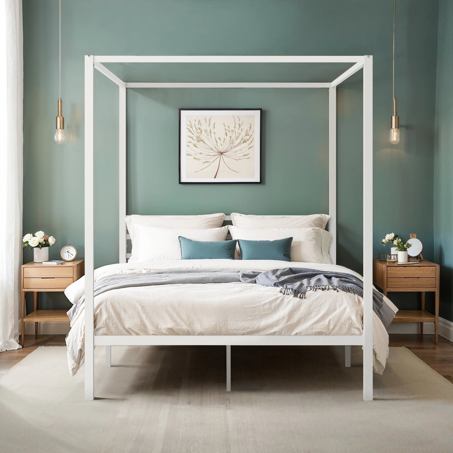 HOOMICH Canopy Bed Frame With 4-Poster Design And Easy Assembly