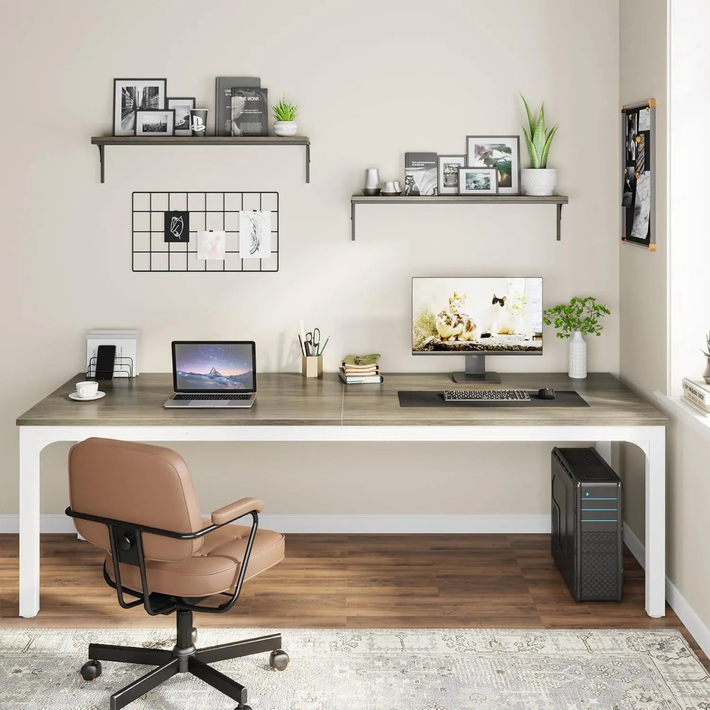 Little Tree Double Long Computer Desk For Home Office