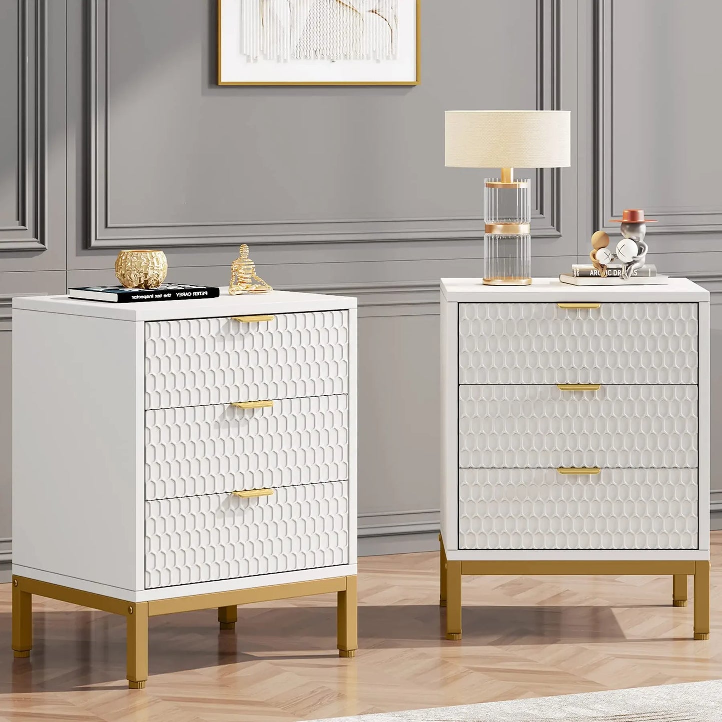 Tribesigns Modern Nightstand 3 Drawer Bedside Table With Storage