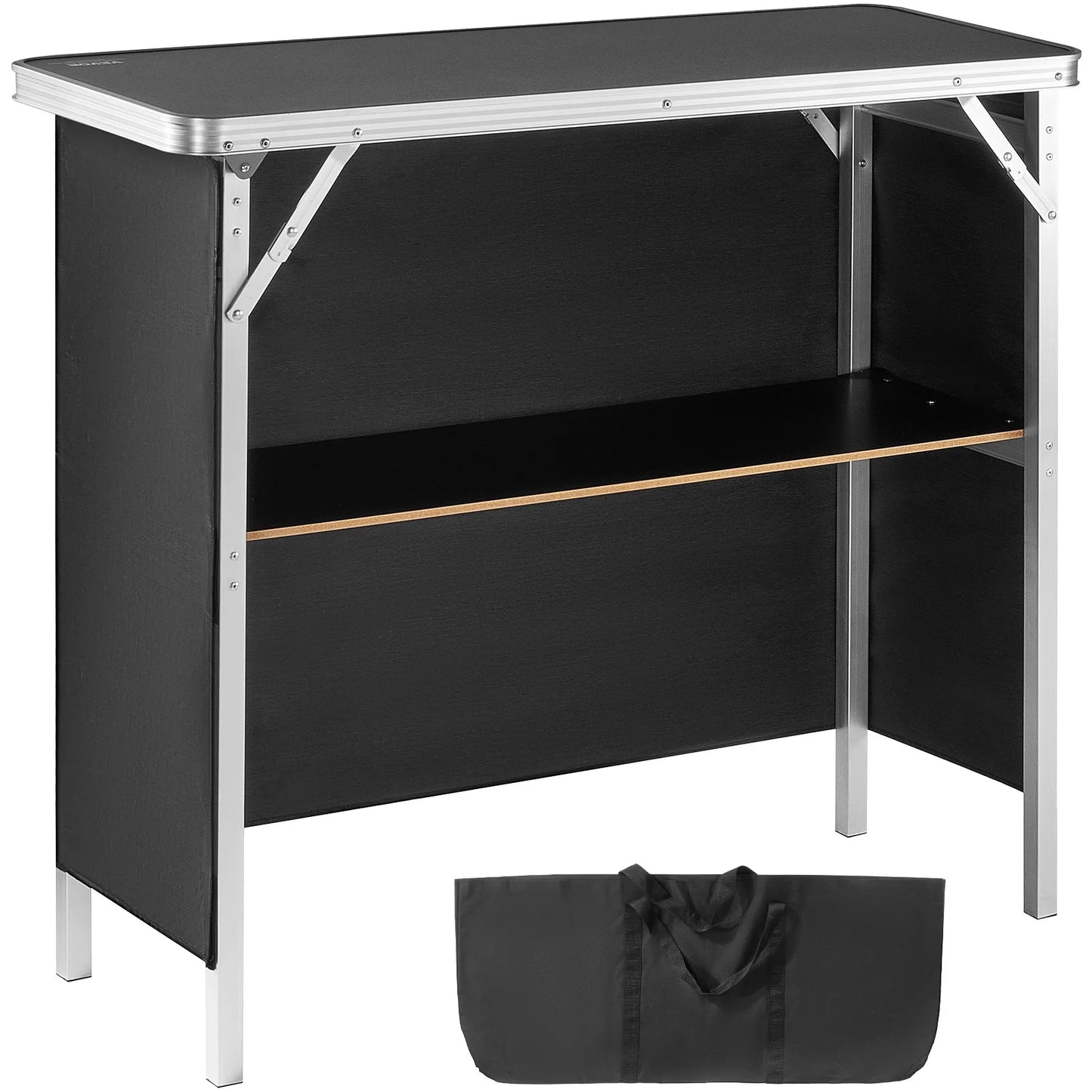 Folding Portable Bar Table Podium Storage Shelf And Skirt Case