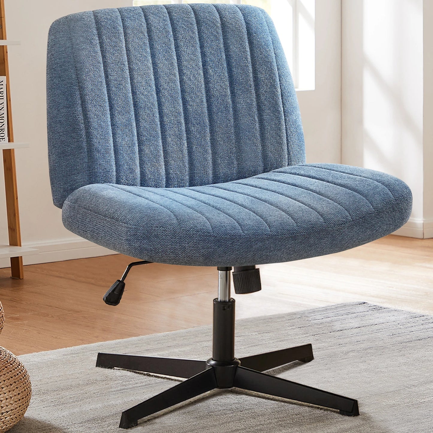 JHK Cross Legged Office Rocking Chair Armless Adjustable Swivel