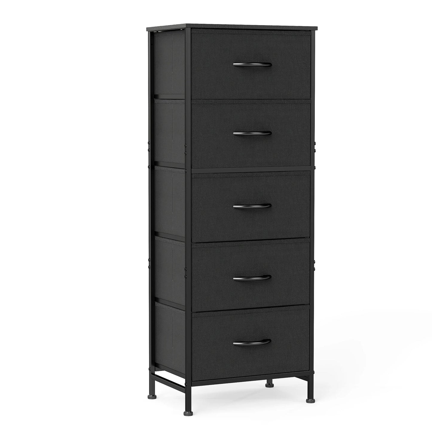 JHK 48 Inch Dresser With 5 Fabric Drawers Bedroom Storage Cabinet