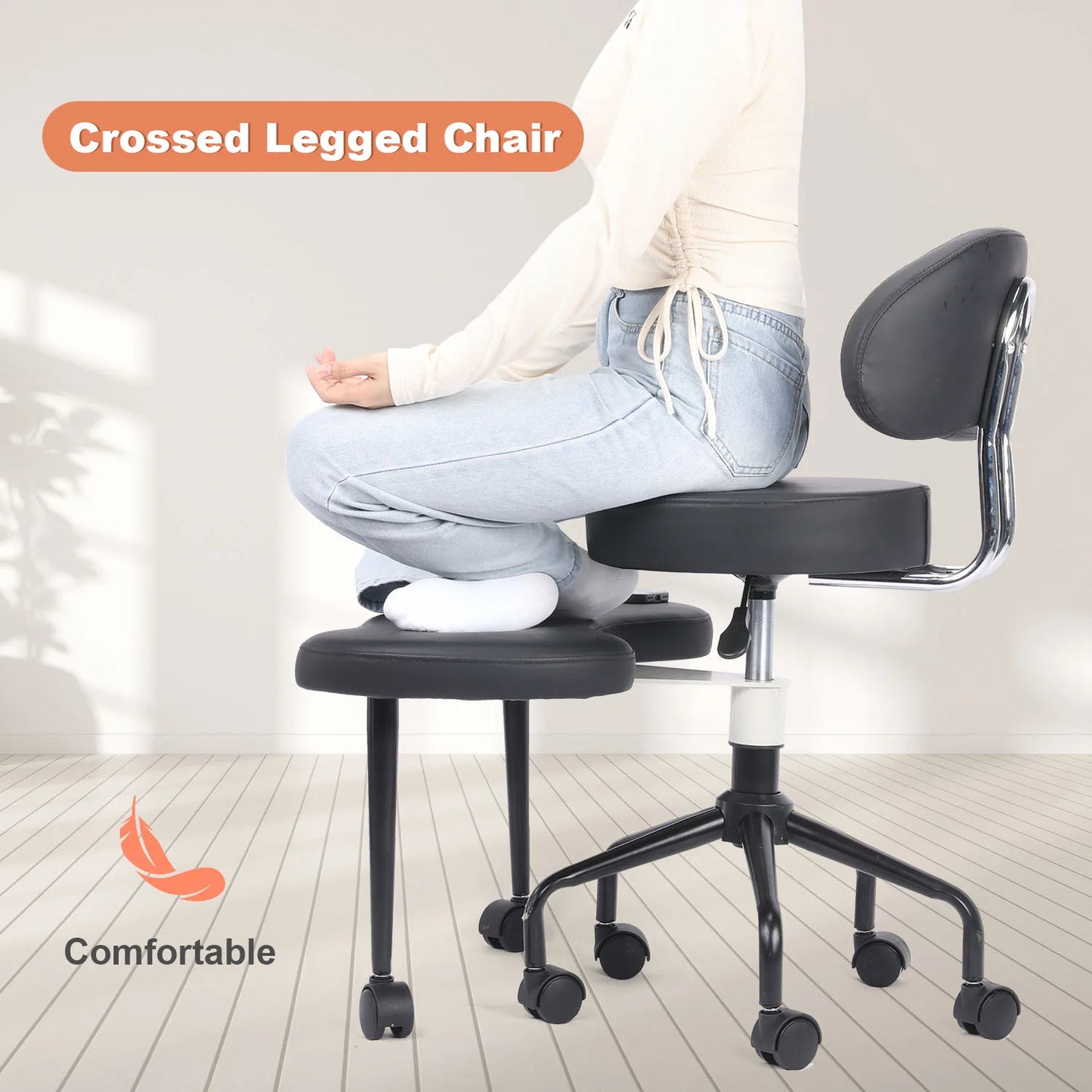 Cross Desk Chair With Lumbar Support And Height Adjustable, Wheeled Office Chair