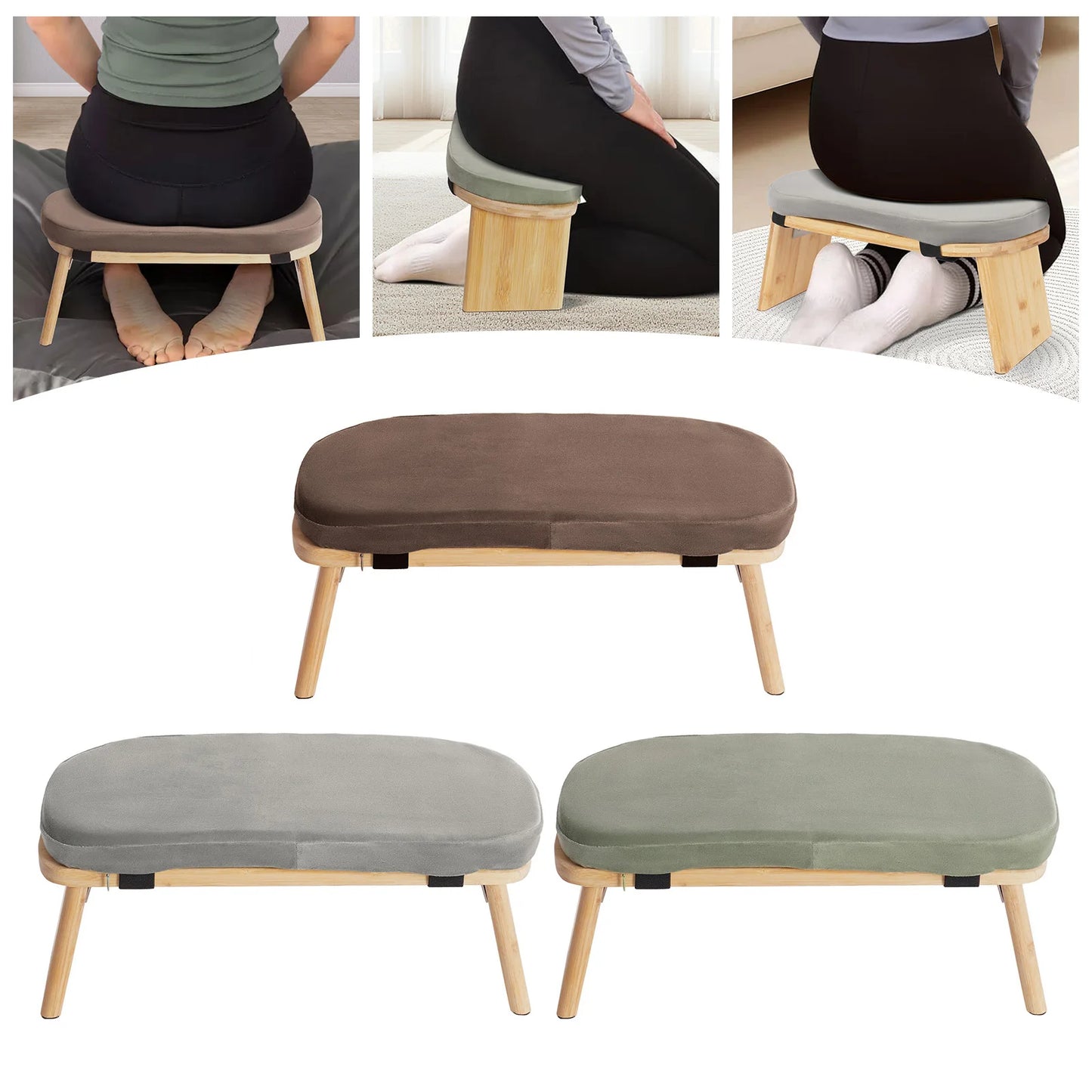 Bymaocar Meditation Bench Foldable Ergonomic Kneeling Stool