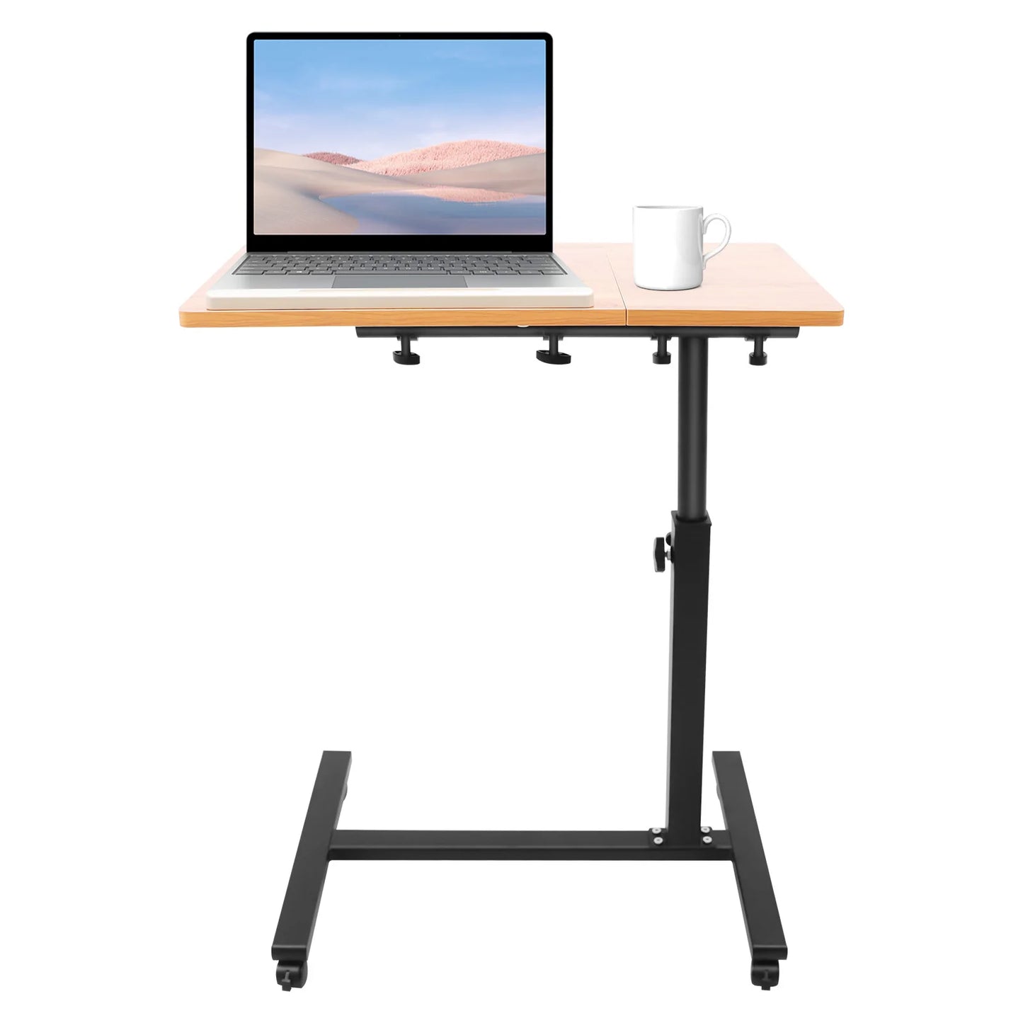 Bymaocar Rolling Standing Laptop Desk With Adjustable Height Overbed Table