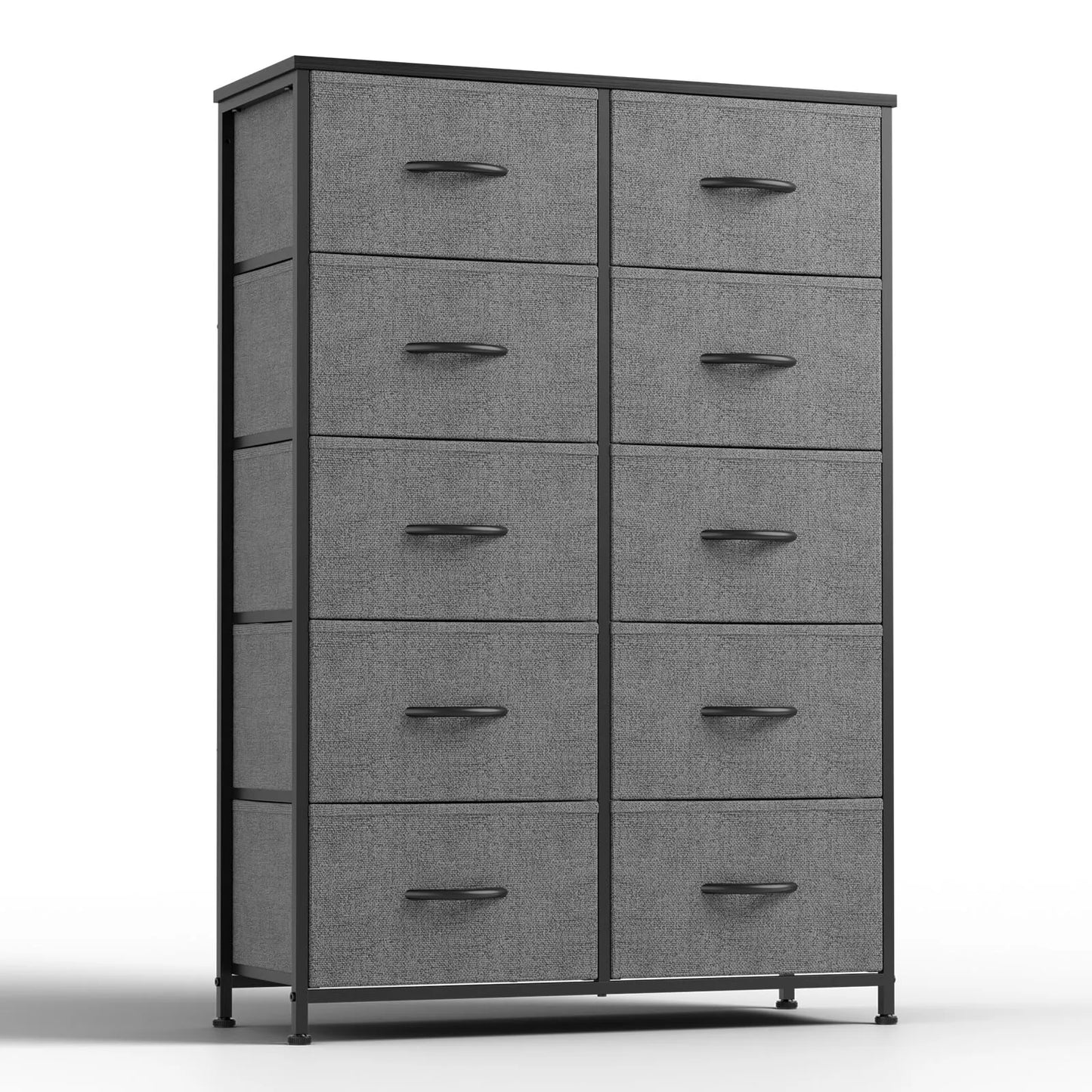 JHK Bedside Table With 10 Fabric Drawers And Steel Frame