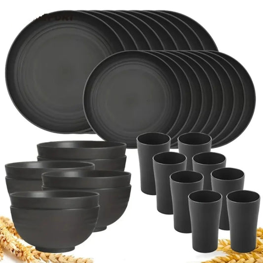 Wheat Straw 32-Piece Unbreakable Tableware Set