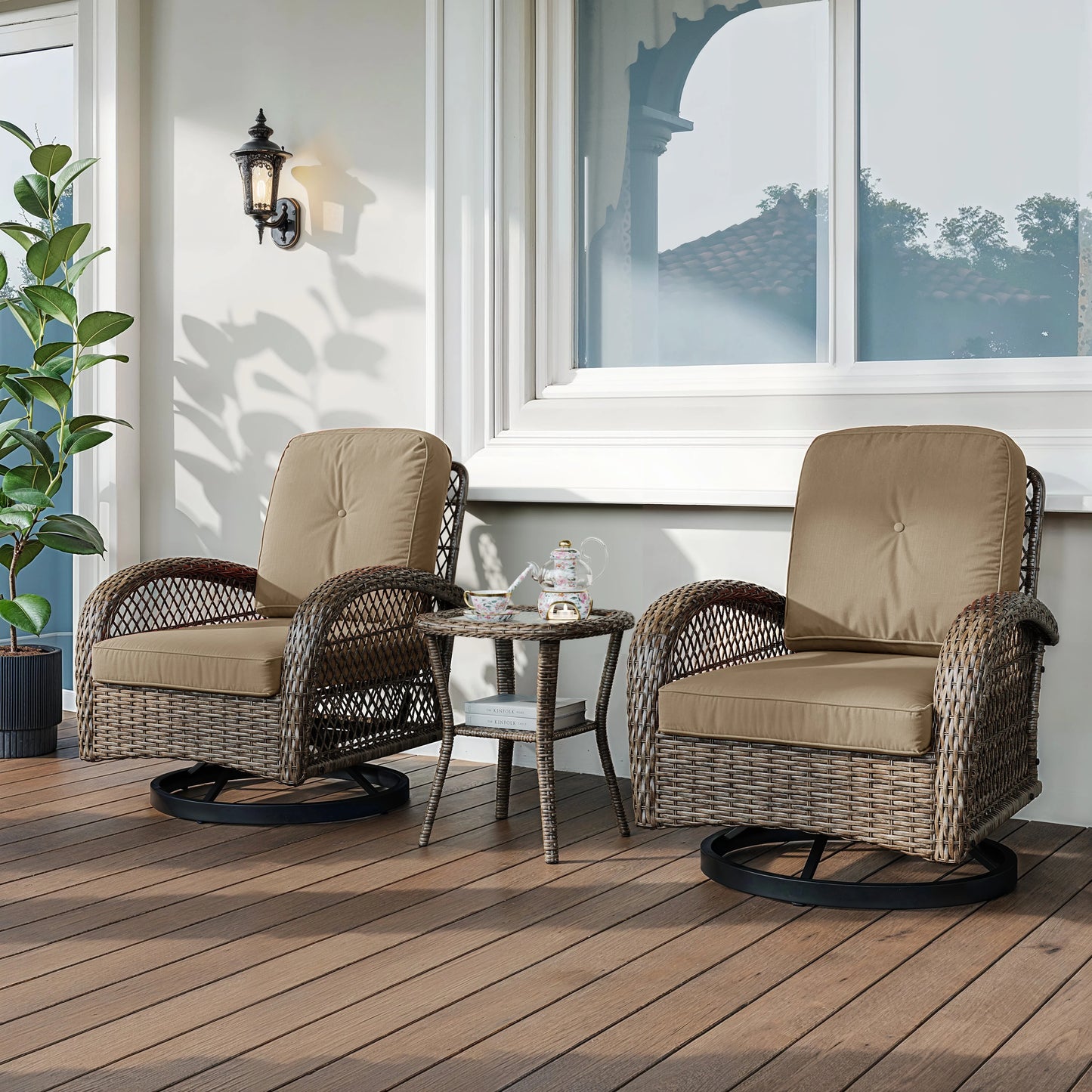 Outdoor 3 Piece Patio Furniture Set With Cushions