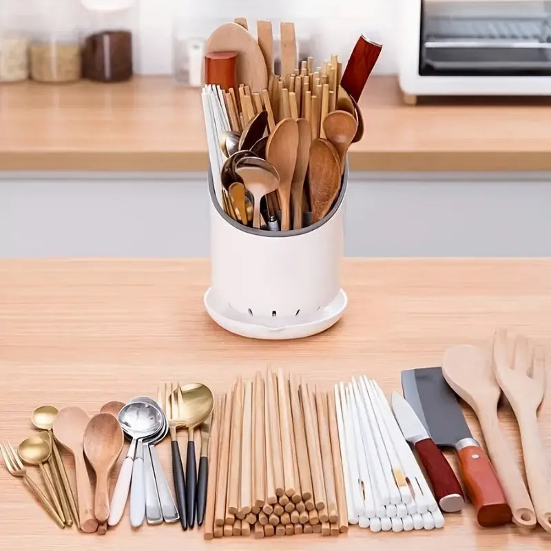 Chopsticks Drain Tube With Plate Kitchen Organizer Rack