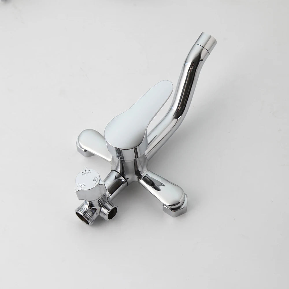 ZAPPO Bathroom Shower Faucet Wall Mount Chrome Polish Rainfall  Shower Faucet Set Bathtub Mixer Tap Bathroom Adjust Height