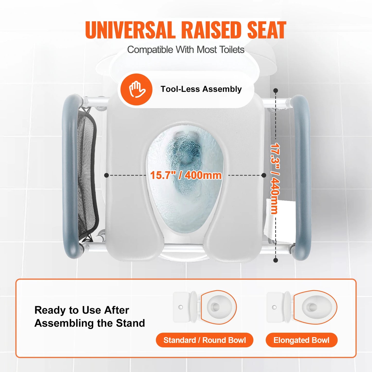 SucceBuy Raised Toilet Seat 7-Position Height Adjustment 19.3" - 25.2" 350lbs Weight Capacity with Comfort Padded Aluminum Frame