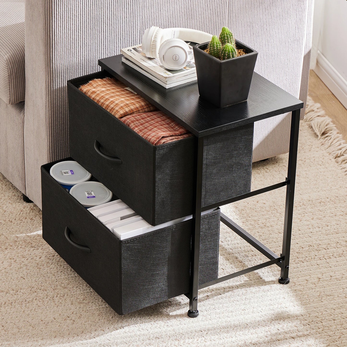 JHK Nightstand Bedside Table With Ample Storage Drawers