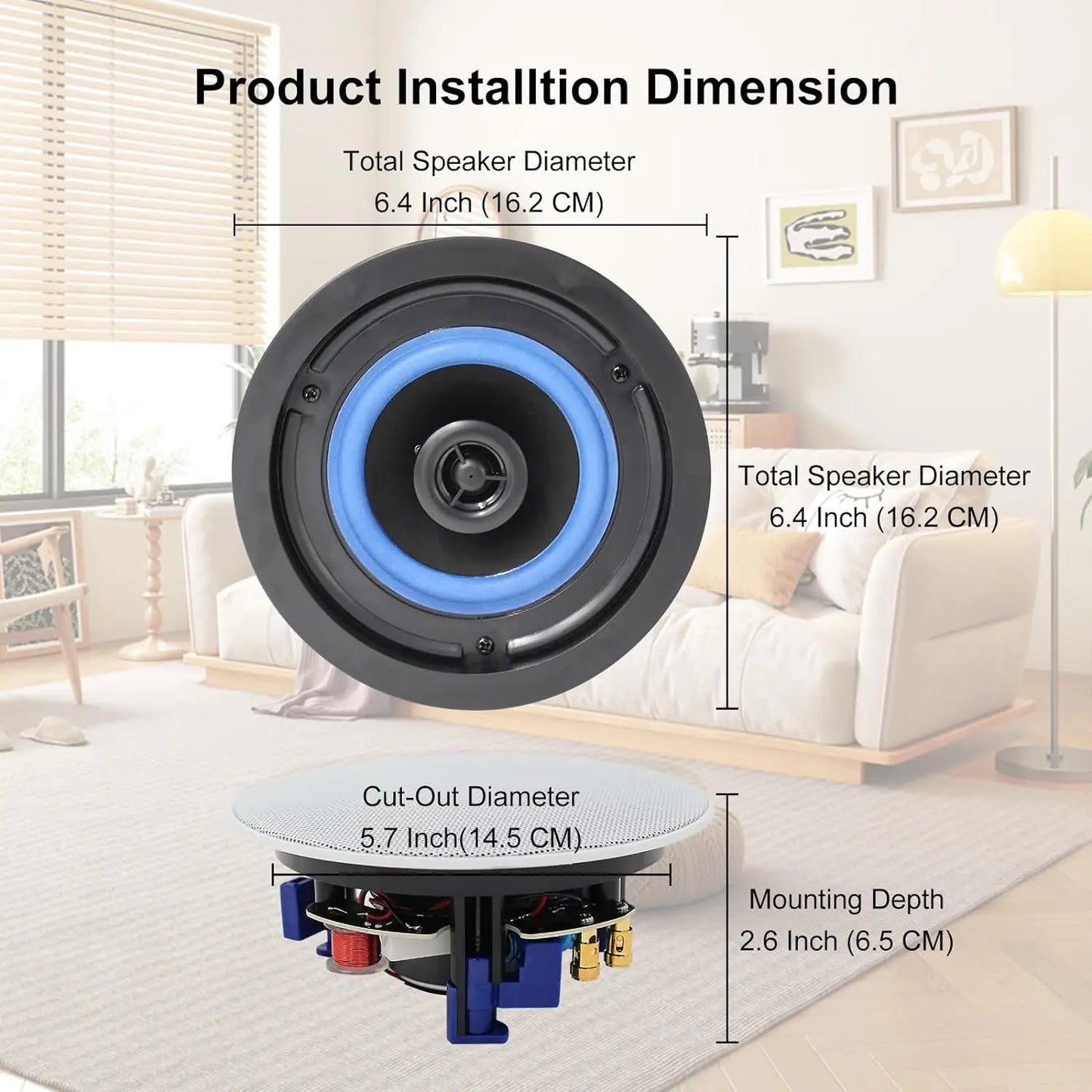 Herdio 2 Way Bluetooth Ceiling Speakers For Home Theater System