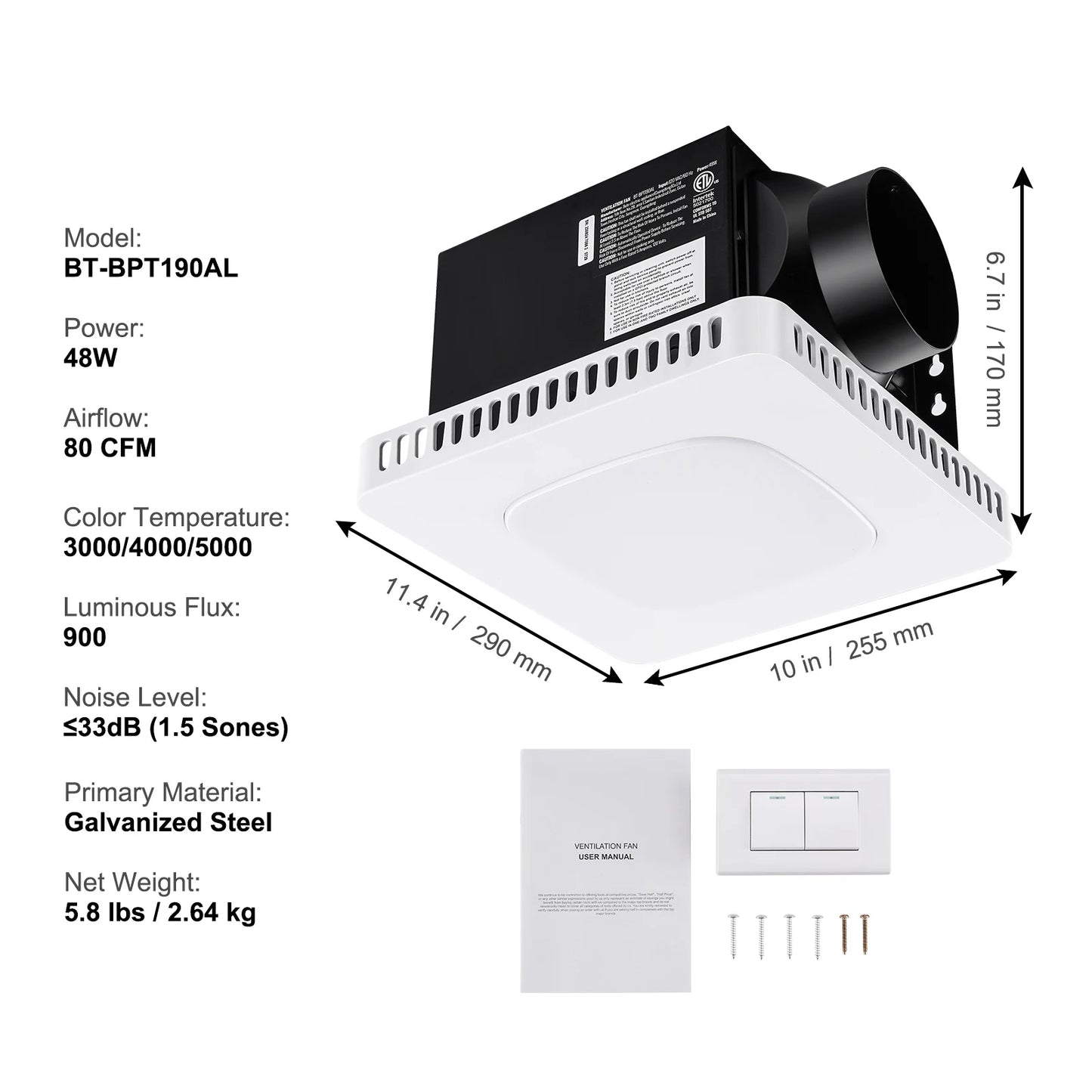 SucceBuy Bathroom Exhaust Fan 80 110 CFM Low Noise