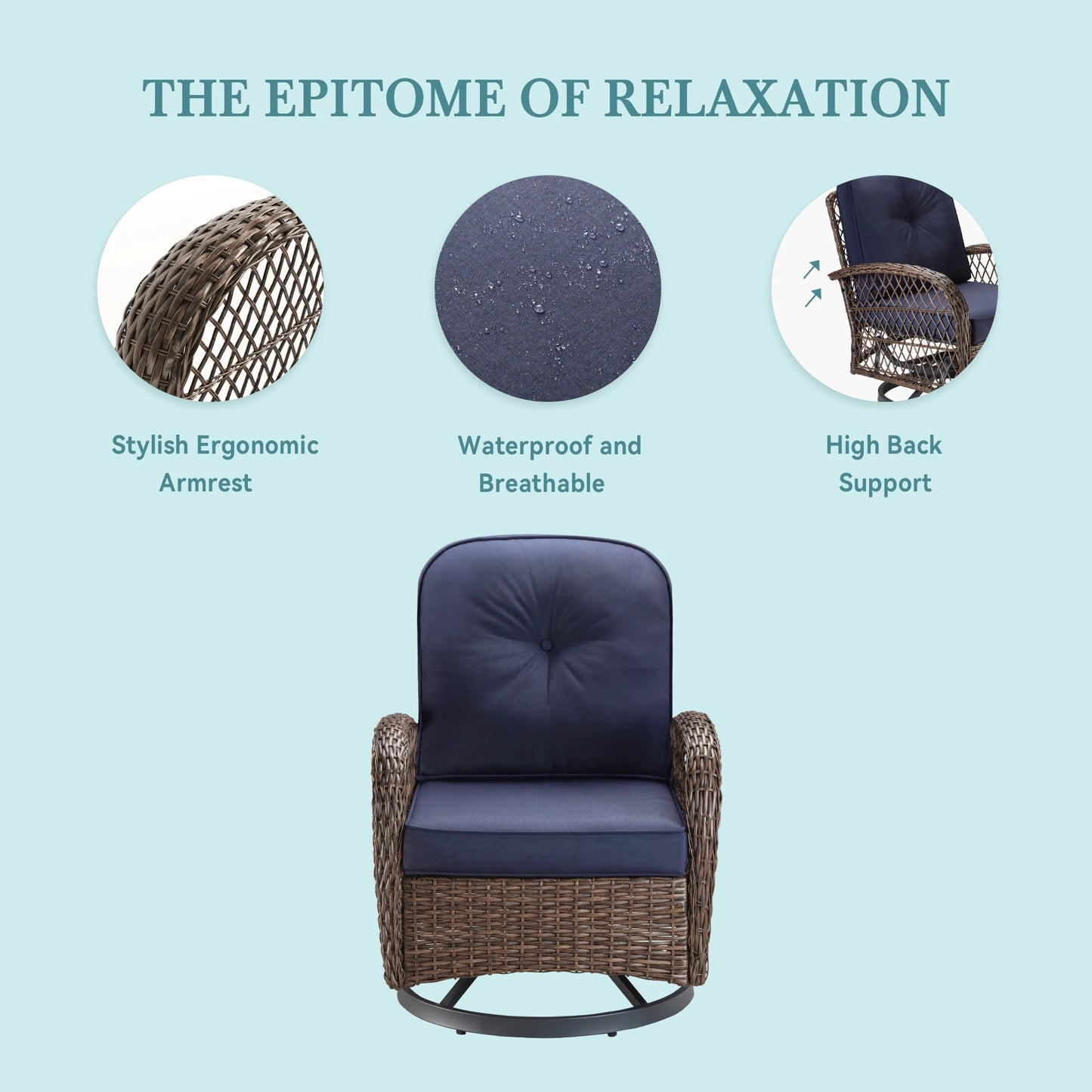 Outdoor 3 Piece Patio Furniture Set With Cushions