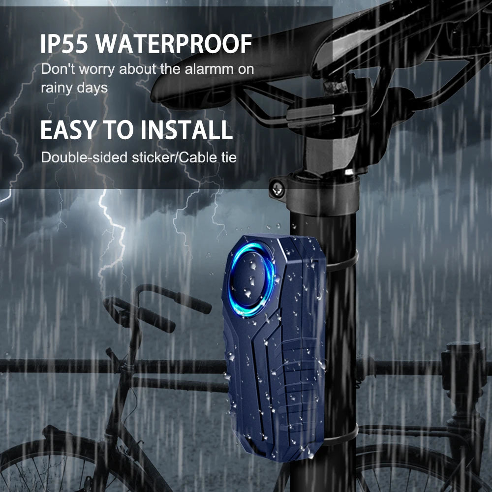 113dB Bike Anti-Theft Alarm with Remote Wireless Anti-Theft Motorcycle Alarm Triggered Vibration Sensor for Electric Scooter