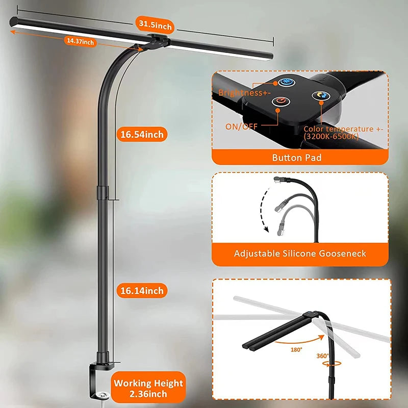 LAOPAO Double Head LED Desk Lamp With Eye Protection