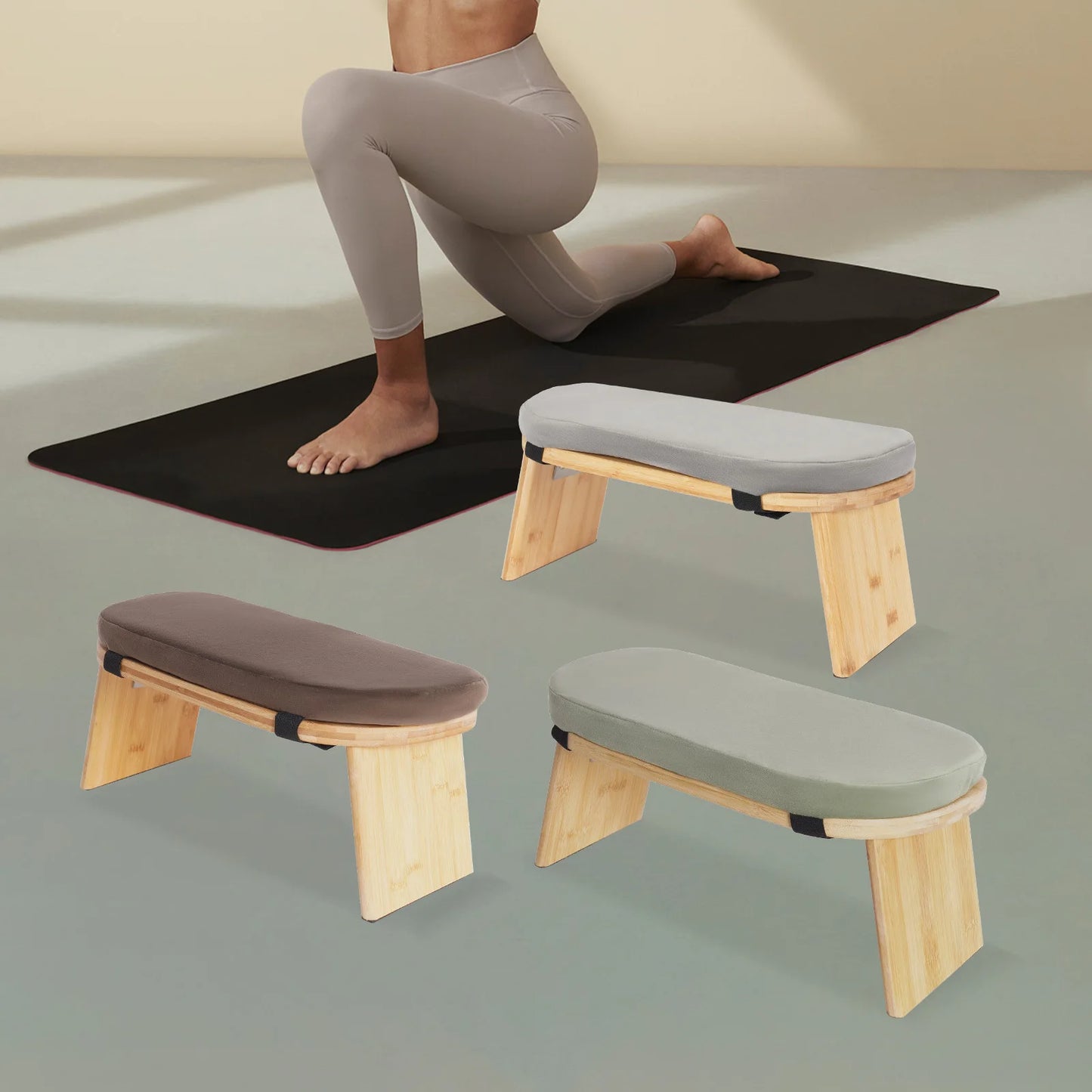 Bymaocar Meditation Bench Foldable Ergonomic Kneeling Stool