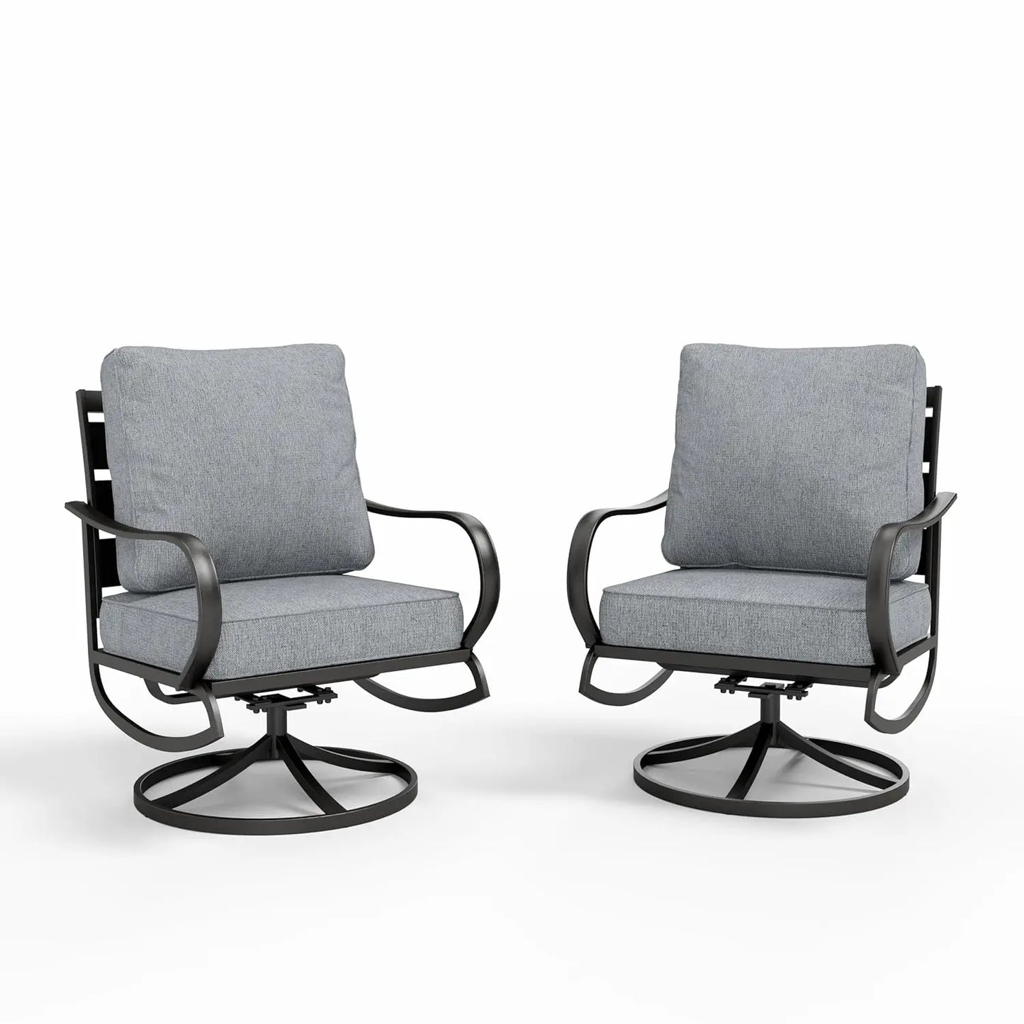 2 Pieces Patio Furniture Sets Metal Sofa Chairs Patio Cushion Armchairs Swivel Sofa Chairs with Removable Cover for Garden Backy