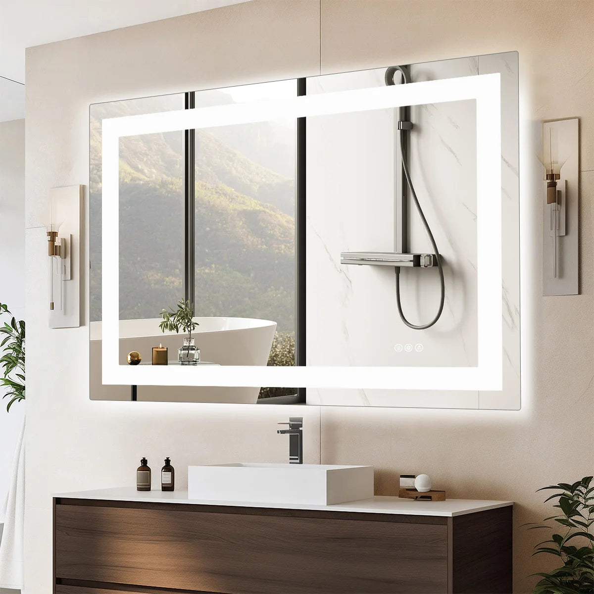 JHK LED Bathroom Vanity Mirror With Front And Back Lighting Memory Function
