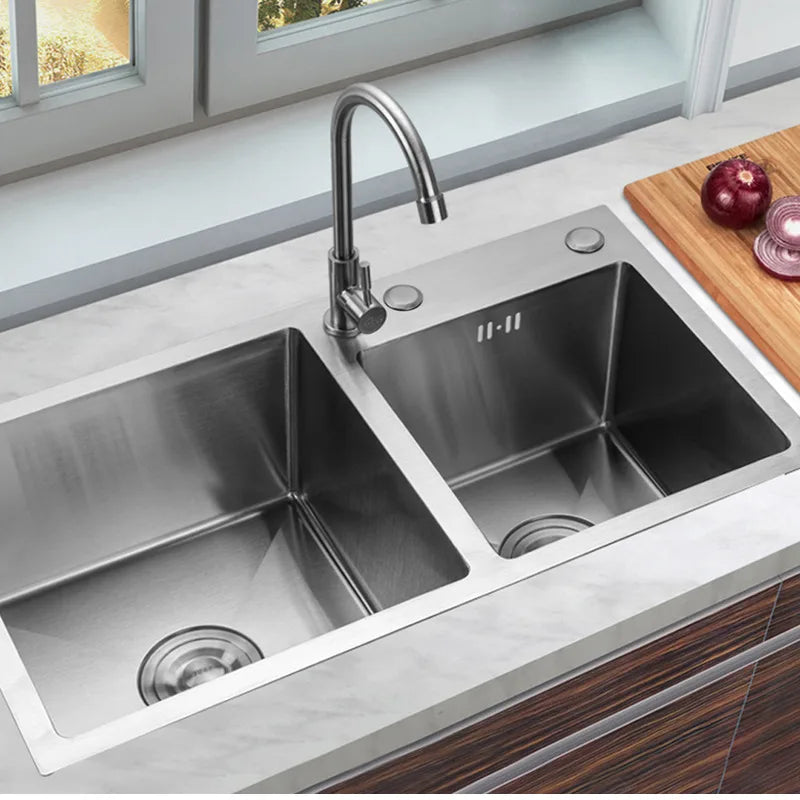 Stainless Steel Double Sink With Drainer