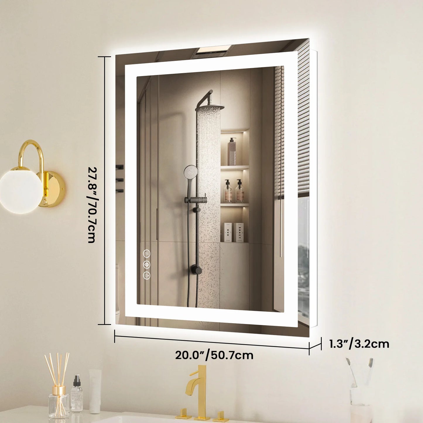 JHK LED Bathroom Vanity Mirror With Front And Back Lighting Memory Function